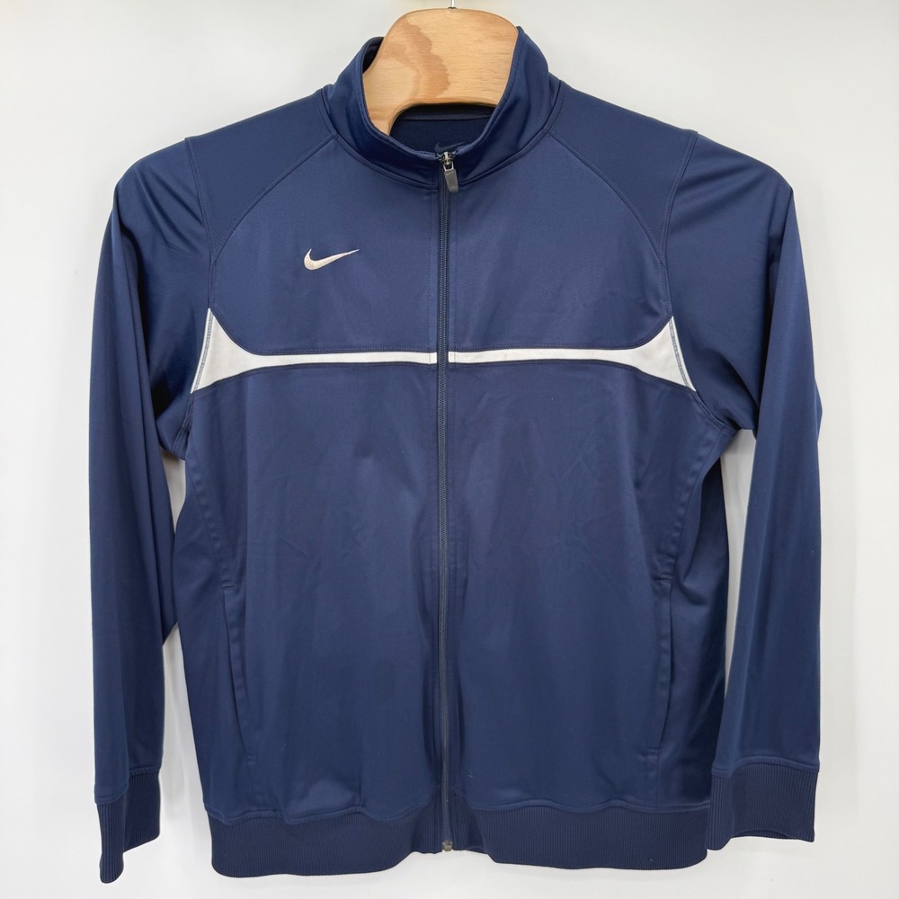 Nike Track Jacket Mens XL Navy Blue 379176-420 Full Zip Colorblock Athletic